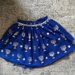 🧡3/15 Cat & Jack Hanukkah Blue Glitter Star Print Tulle Tutu Skirt Girls S 6-7